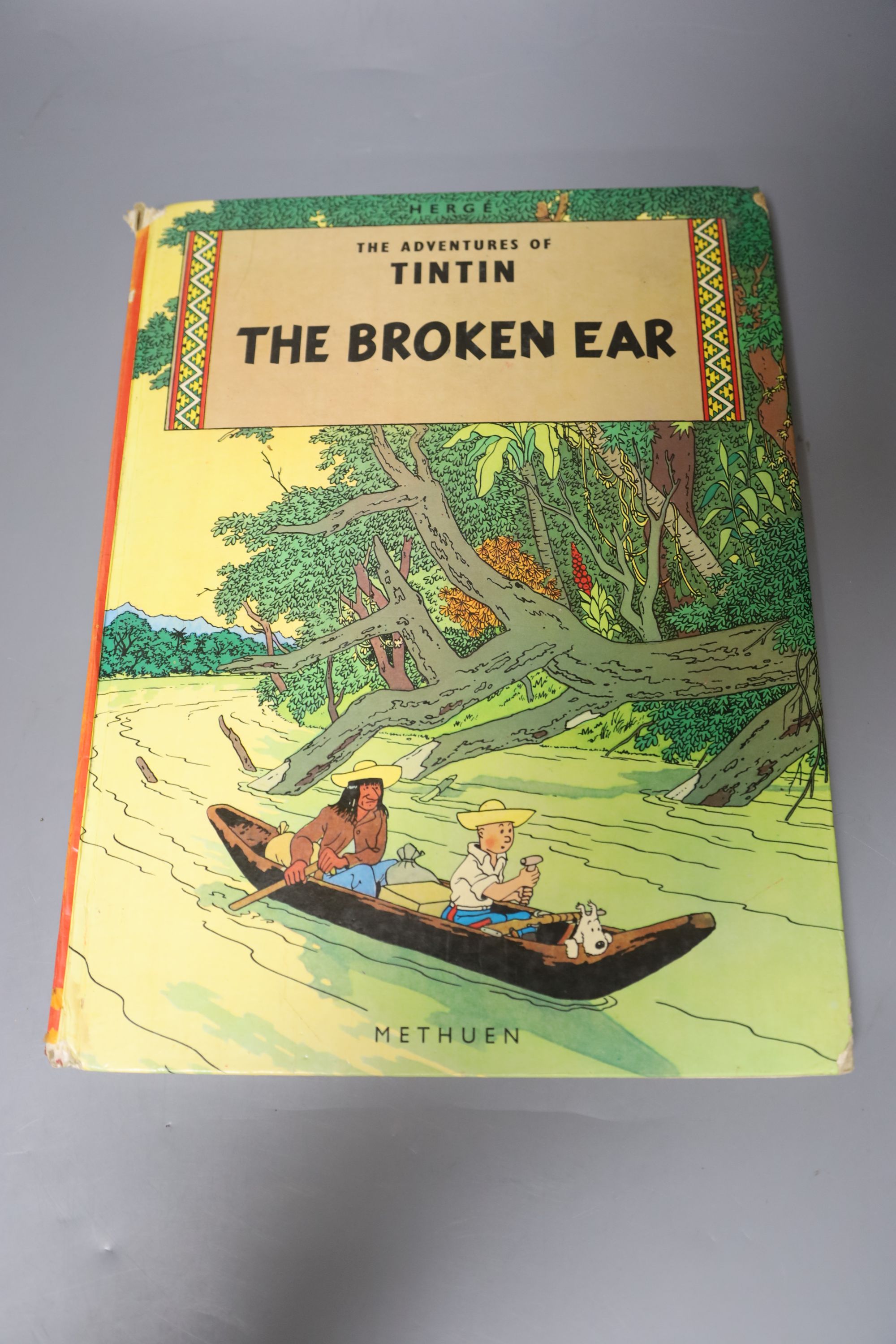 Herge (Remi, George Prosper), Three Works - Les Adventures of Tintin, LOreille Casse, pictorial boards, Casterman, Paris 1947; Tintin